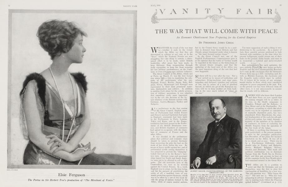 THE WAR THAT WILL COME WITH PEACE | Vanity Fair | May 1916