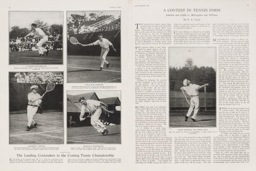 A CONTEST IN TENNIS FORM | Vanity Fair | September 1916