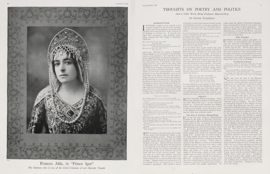 THOUGHTS ON POETRY AND POLITICS | Vanity Fair | December 1916