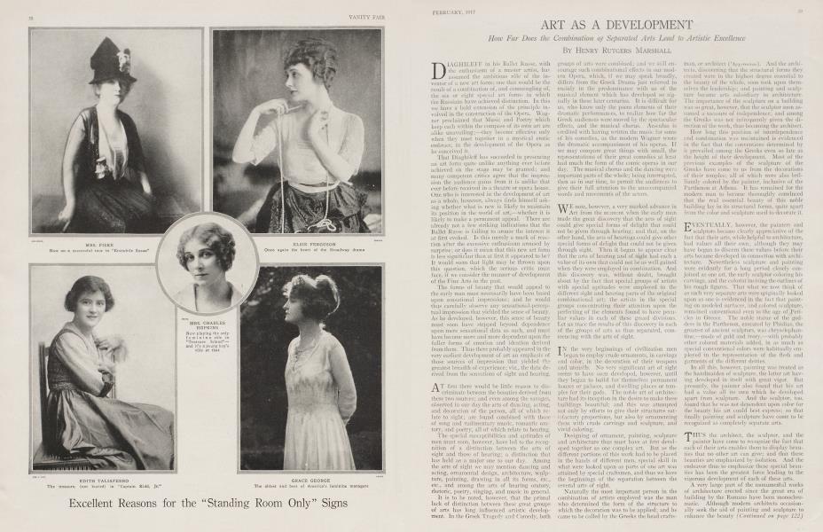 ART AS A DEVELOPMENT | Vanity Fair | February 1917
