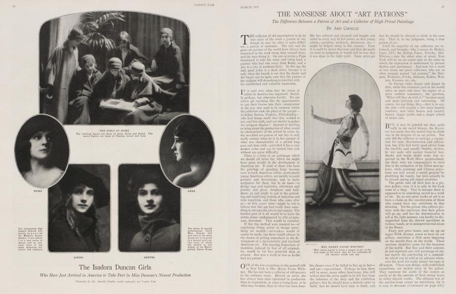 THE NONSENSE ABOUT "ART PATRONS" | Vanity Fair | March 1917
