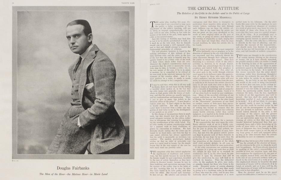 THE CRITICAL ATTITUDE | Vanity Fair | April 1917