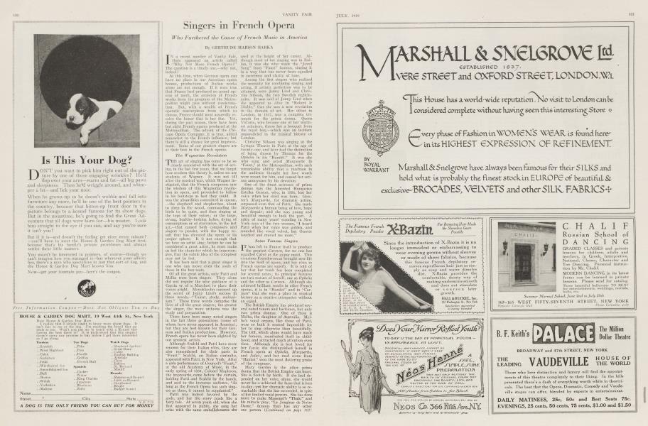 Singers in French Opera | Vanity Fair | July 1919