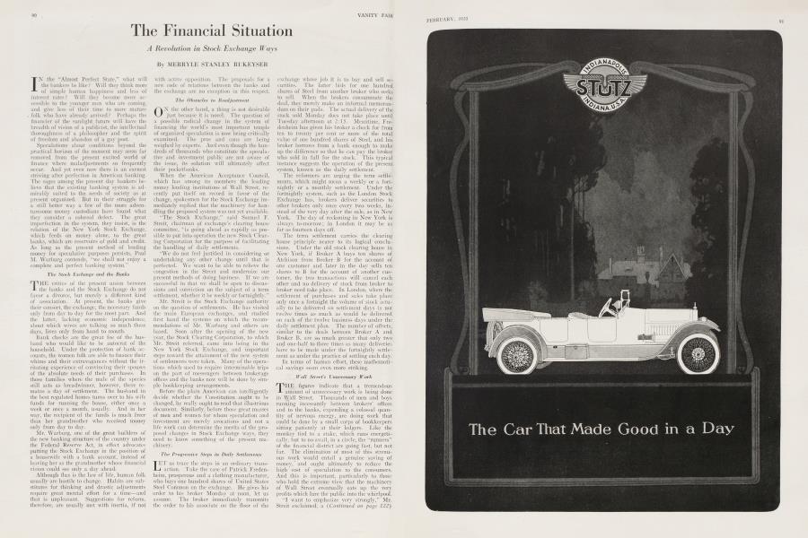 The Financial Situation | Vanity Fair | February 1920