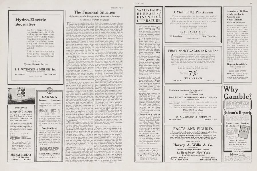 The Financial Situation | Vanity Fair | July 1921