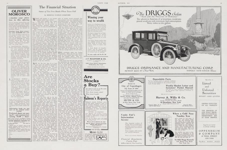 The Financial Situation | Vanity Fair | October 1921