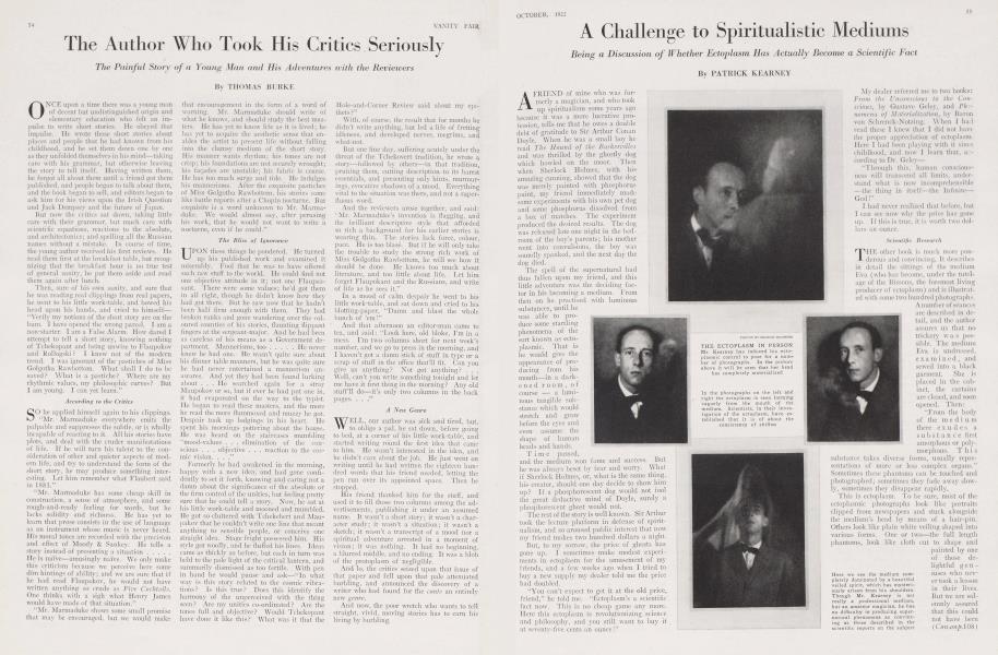 A Challenge to Spiritualistic Mediums | Vanity Fair | October 1922