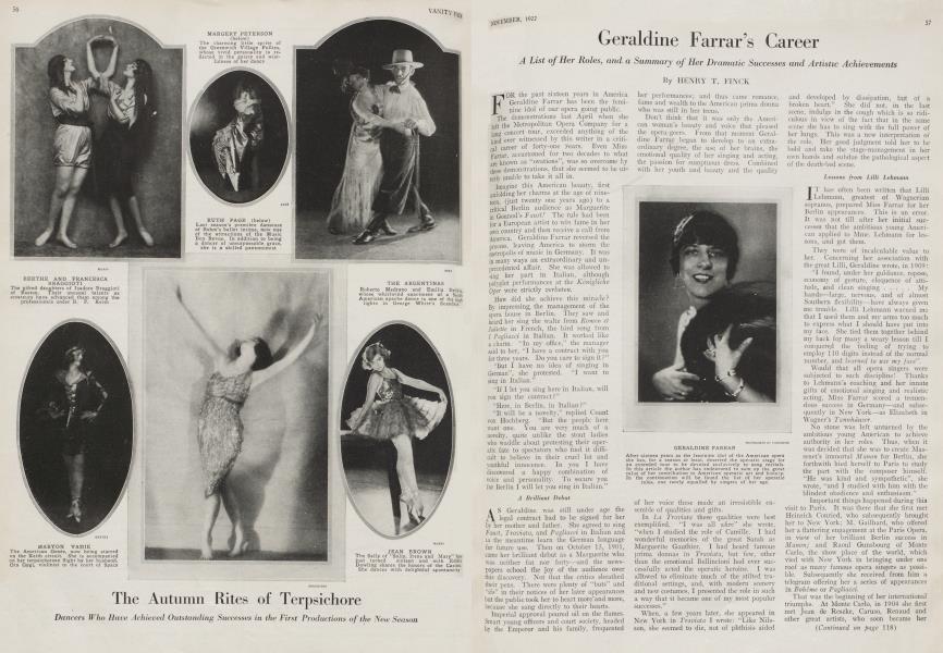 Geraldine Farrar's Career | Vanity Fair | November 1922