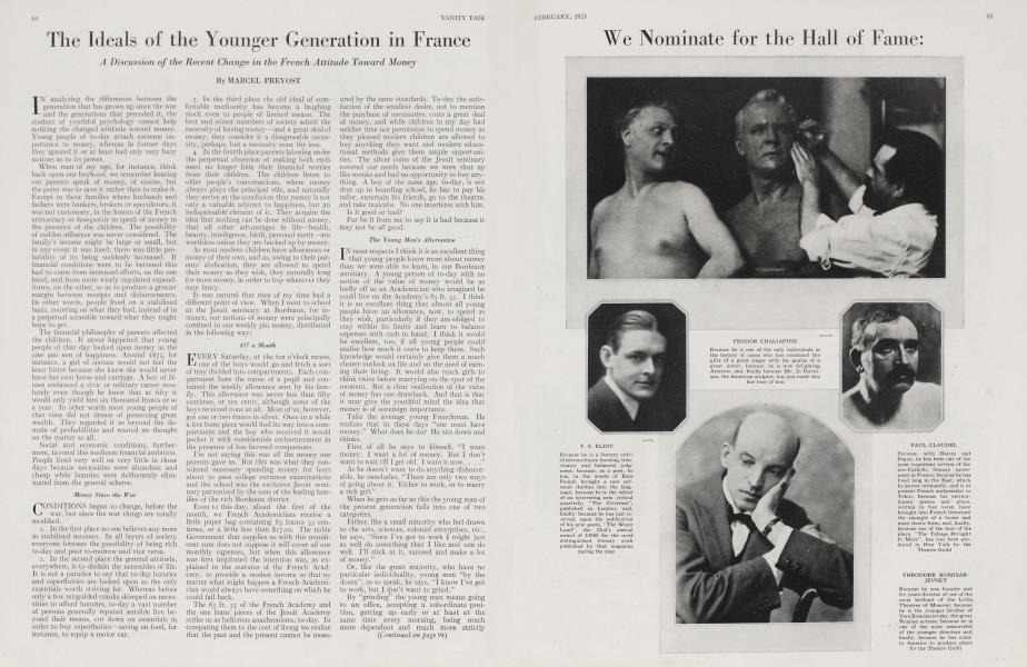 The Ideals of the Younger Generation in France | Vanity Fair | February 1923