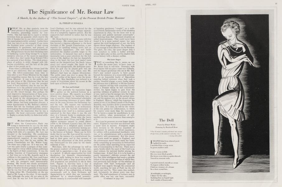 The Significance of Mr. Bonar Law | Vanity Fair | April 1923