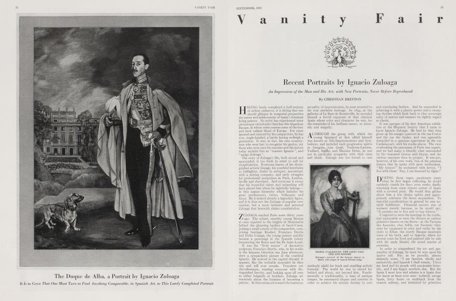 Recent Portraits by Ignacio Zuloaga | Vanity Fair | September 1923
