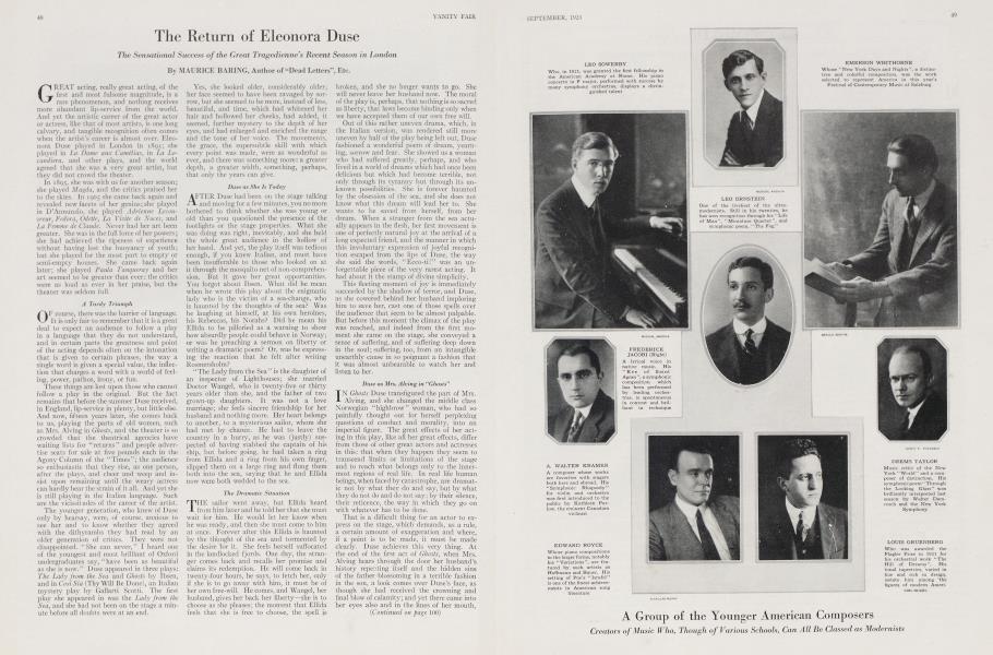 The Return of Eleonora Duse | Vanity Fair | September 1923