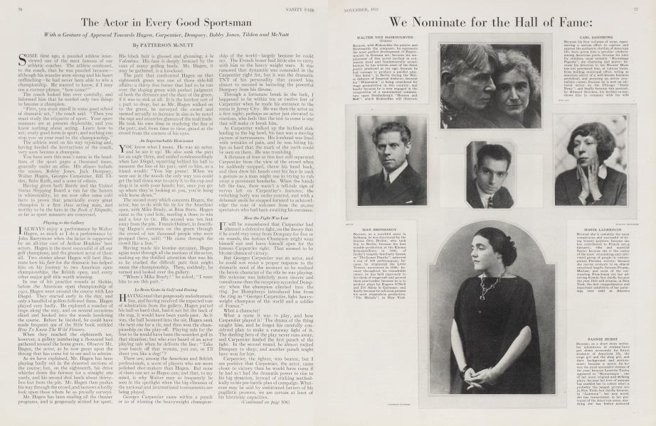 The Actor in Every Good Sportsman | Vanity Fair | November 1923