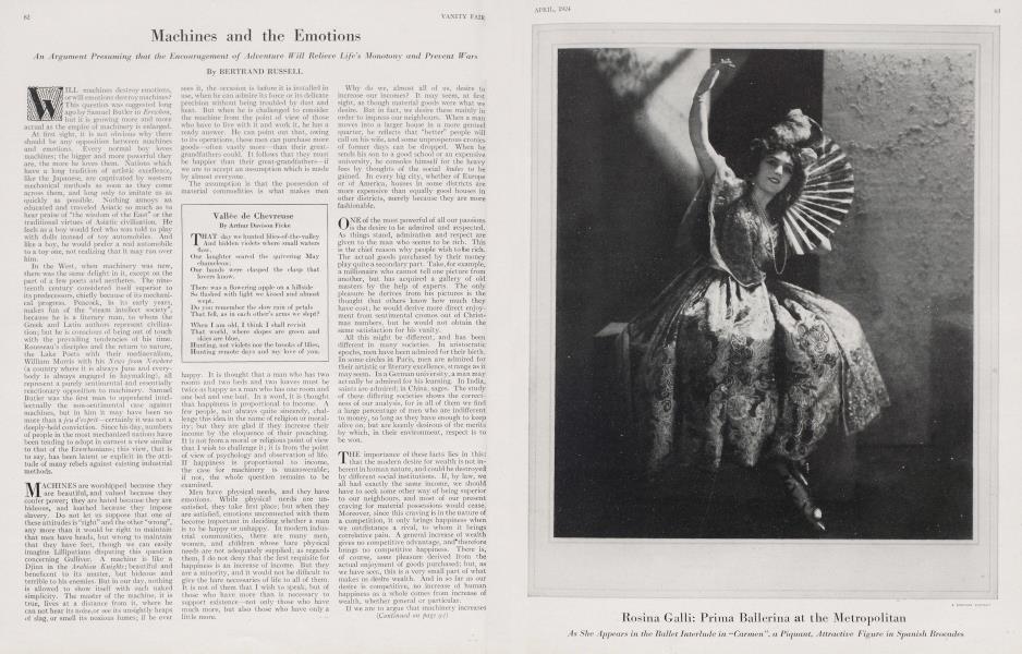 Machines and the Emotions | Vanity Fair | April 1924