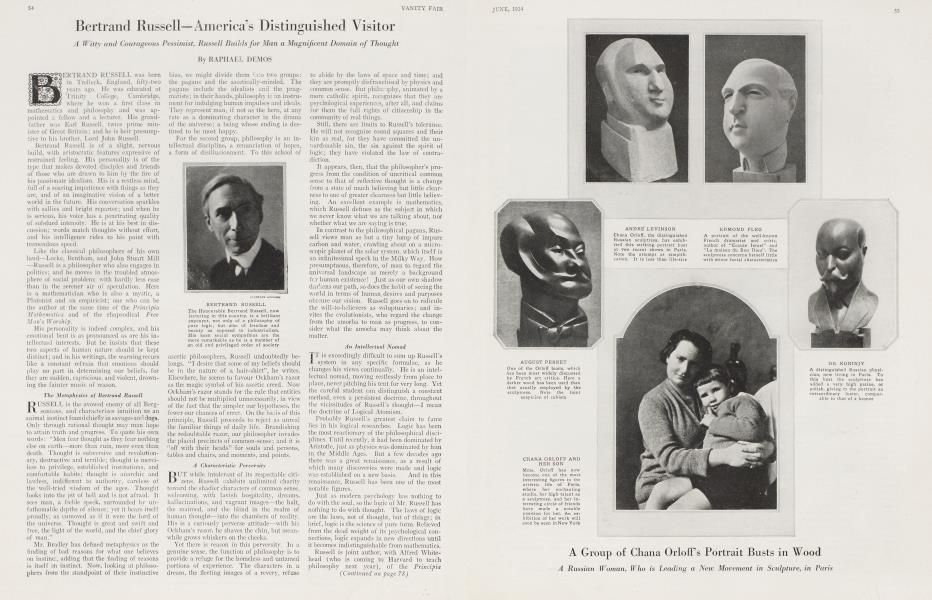Bertrand Russell—America's Distinguished Visitor | Vanity Fair | June 1924