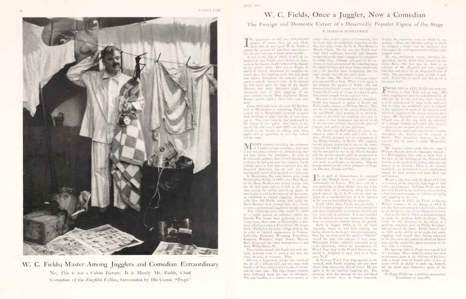 W. C. Fields, Once a Juggler, Now a Comedian | Vanity Fair | July 1925