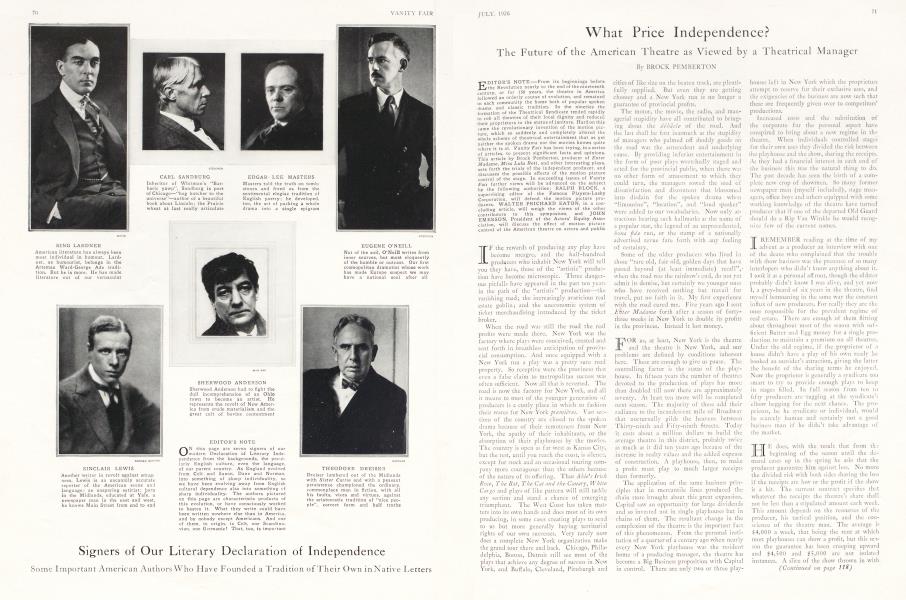 What Price Independence? | Vanity Fair | July 1926