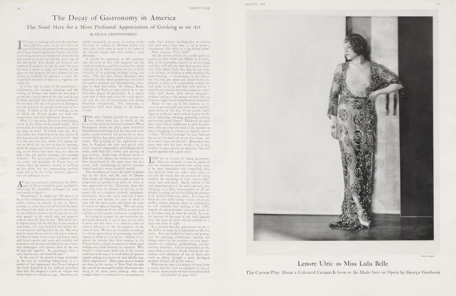 The Decay of Gastronomy in America | Vanity Fair | August 1926