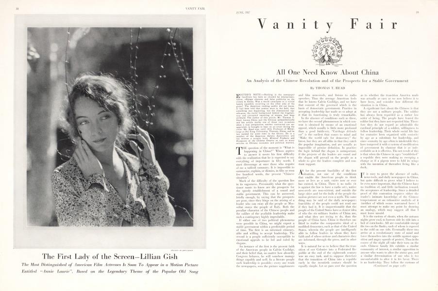All One Need Know About China | Vanity Fair | June 1927