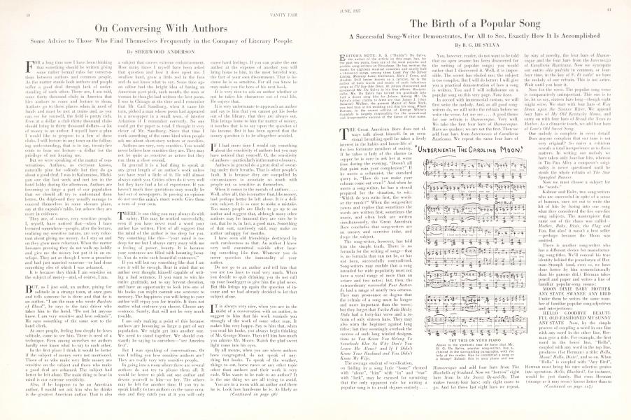 On Conversing With Authors | Vanity Fair | June 1927