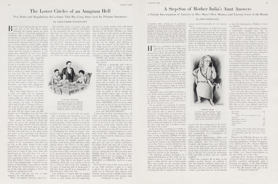 A Step-Son of Mother India's Aunt Answers | Vanity Fair | August 1928