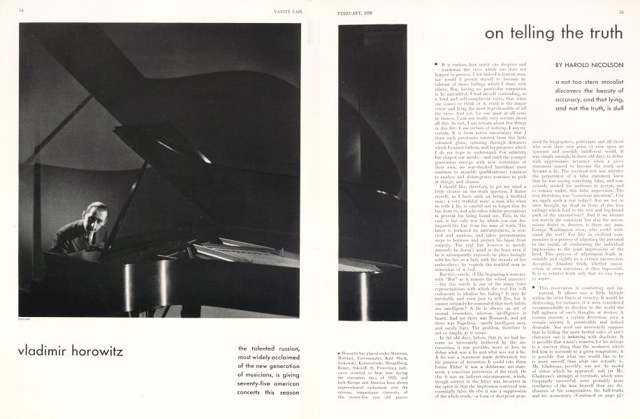on telling the truth | Vanity Fair | February 1930
