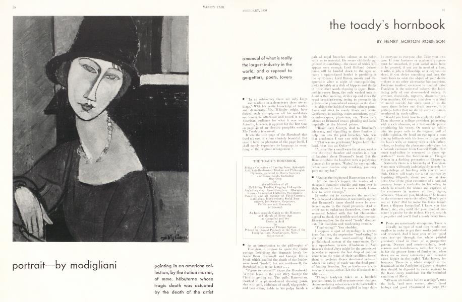 the toady's hornbook | Vanity Fair | February 1930