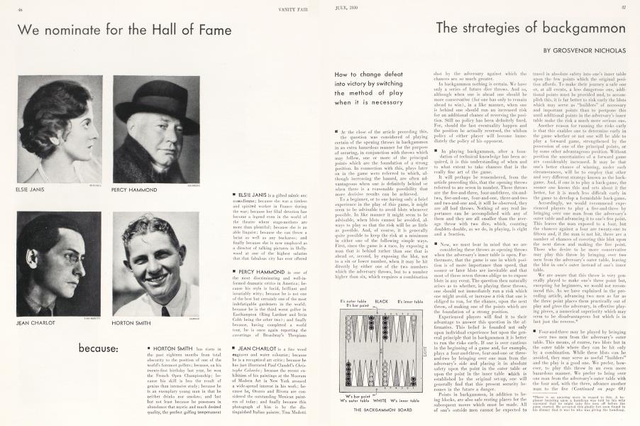 The strategies of backgammon | Vanity Fair | July 1930