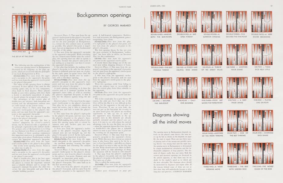 Diagrams showing all the initial moves | Vanity Fair | February 1931