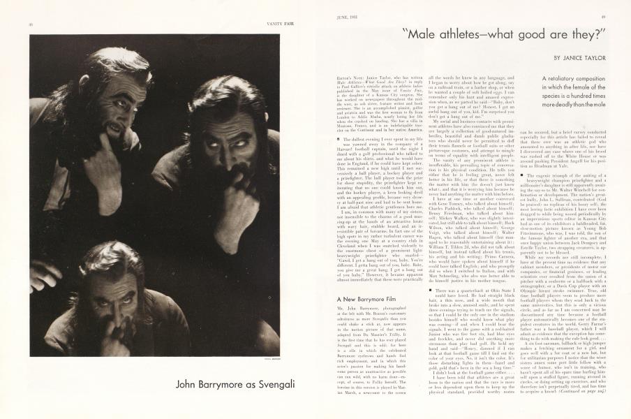"Male athletes—what good are they?" | Vanity Fair | June 1931