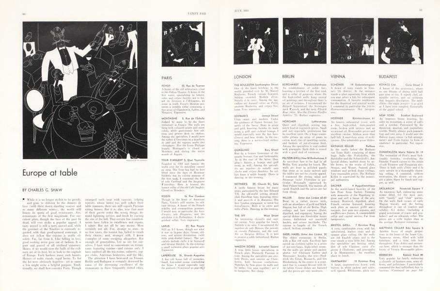 Europe at table | Vanity Fair | July 1931