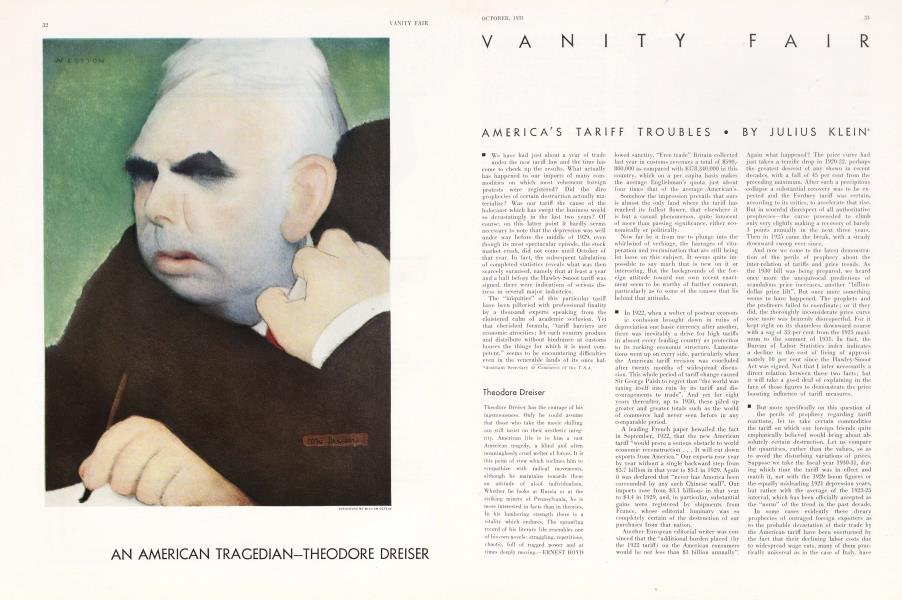 AMERICA'S TARIFF TROUBLES | Vanity Fair | October 1931