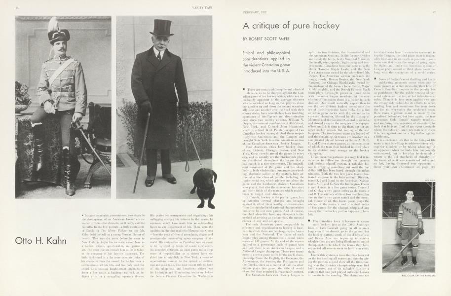 A critique of pure hockey | Vanity Fair | February 1932