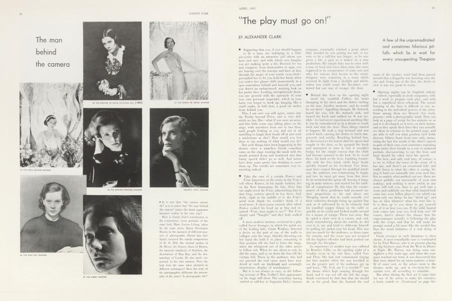 "The play must go on!" | Vanity Fair | April 1933