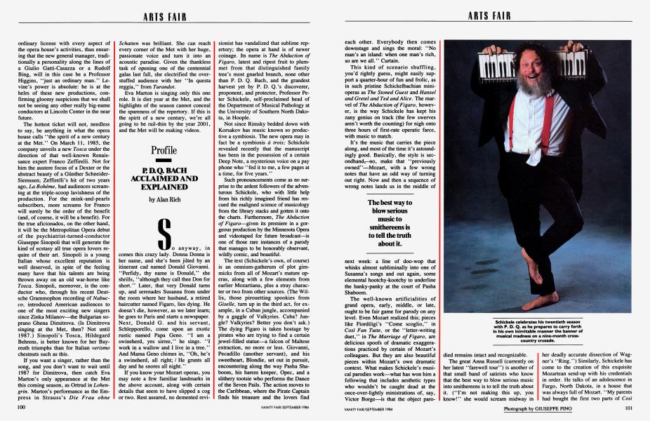 P.D.Q.BACH ACCLAIMED AND EXPLAINED | Vanity Fair | September 1984