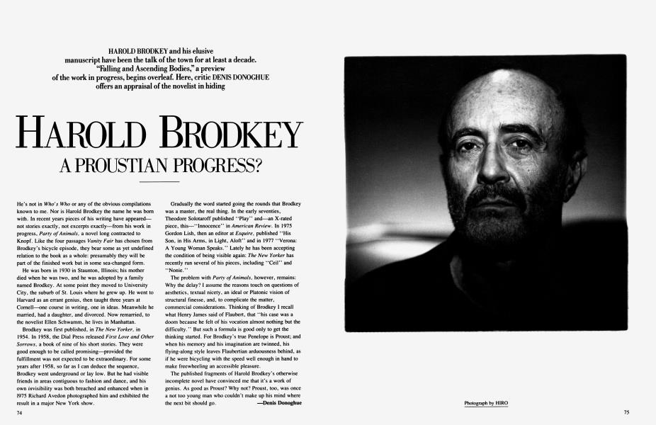 HAROLD BRODKEY A PROUSTIAN PROGRESS? | Vanity Fair | March 1985