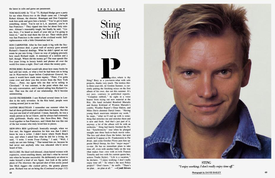 Sting Shift | Vanity Fair | May 1985