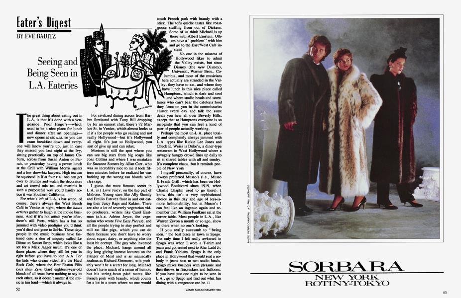 Eater's Digest | Vanity Fair | November 1985