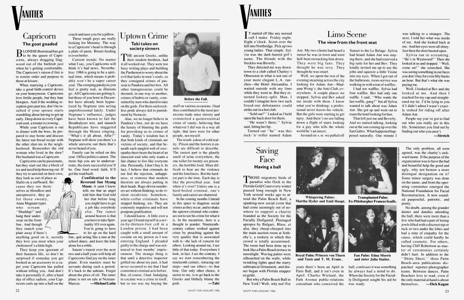 Saving Face | Vanity Fair | January 1986
