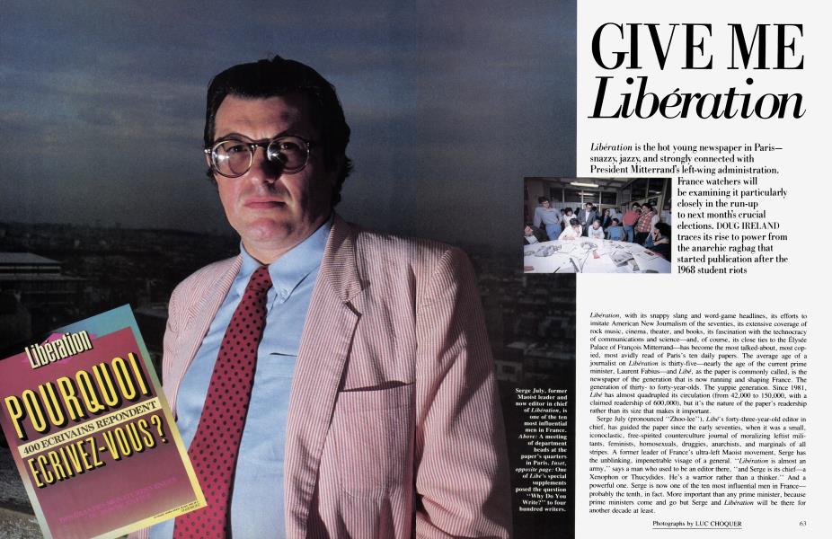 GIVE ME Libération | Vanity Fair | February 1986