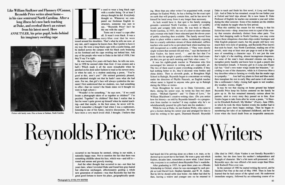 Reynolds Price: Duke of Writers | Vanity Fair | July 1986