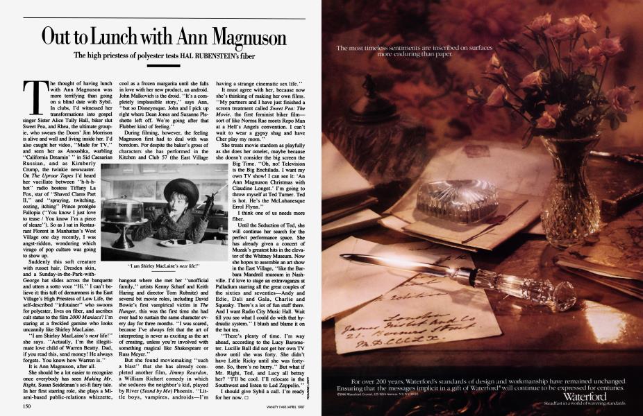 Out to Lunch with Ann Magnuson | Vanity Fair | April 1987