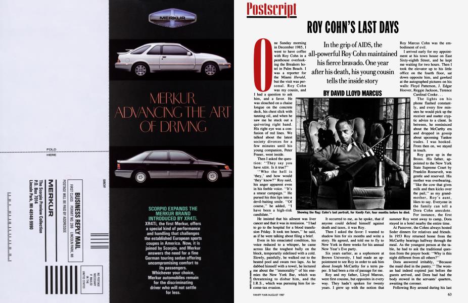 ROY COHN'S LAST DAYS | Vanity Fair | August 1987