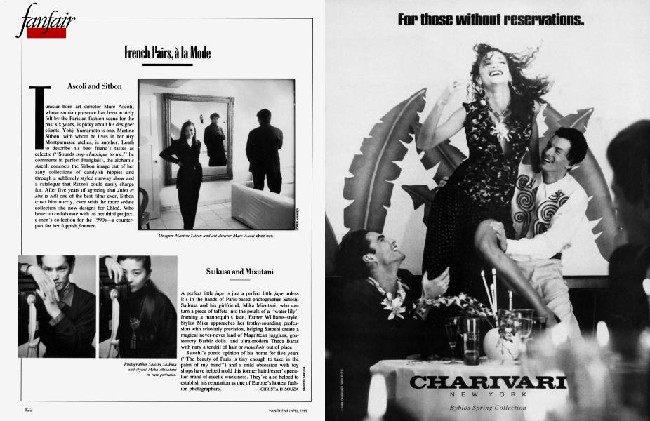 French Pairs, à la Mode | Vanity Fair | April 1989