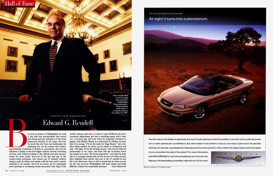 VANITY FAIR NOMINATES Edward G. Rendell | Vanity Fair | February 1998