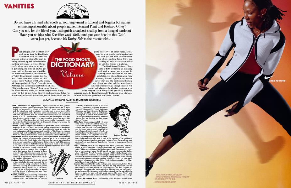 THE FOOD SNOB'S DICTIONARY Volume 1 | Vanity Fair | December 2003