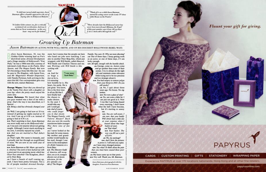 Q & A Growing Up Bateman | Vanity Fair | November 2007