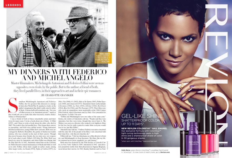 MY DINNERS WITH FEDERICO AND MICHELANGELO | Vanity Fair | March 2012