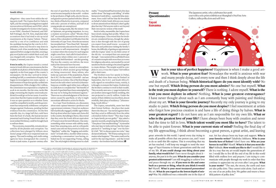 Proust Questionnaire: Yayoi Kusama | Vanity Fair | March 2019