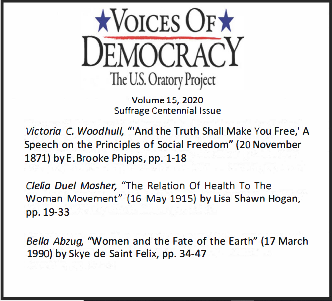 VOD Journal Volume 15 (2020): Suffrage Centennial Issue - Voices of Democracy